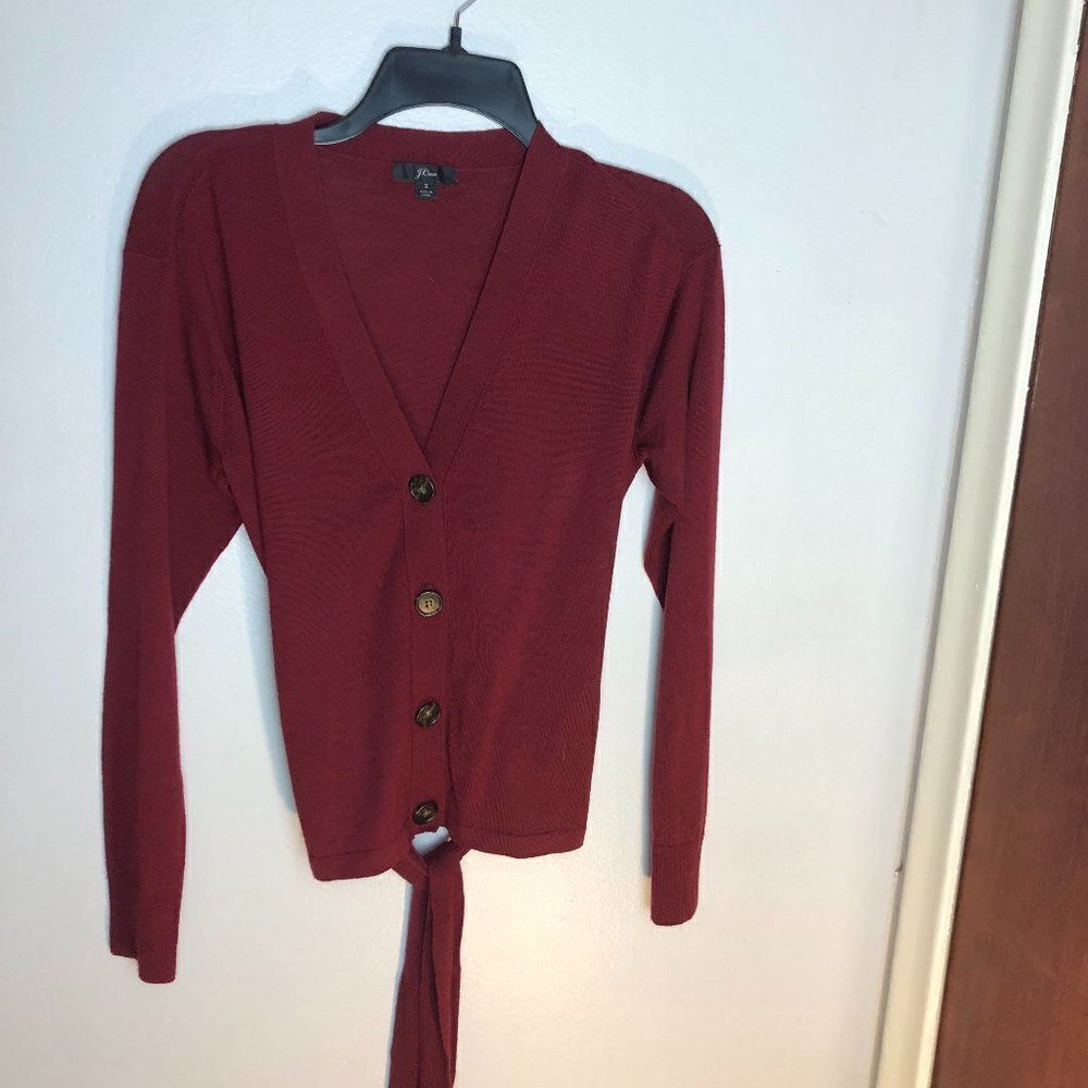 J. Crew Button Up Thin Knit Cardigan W/ tie, Size S.      RS
